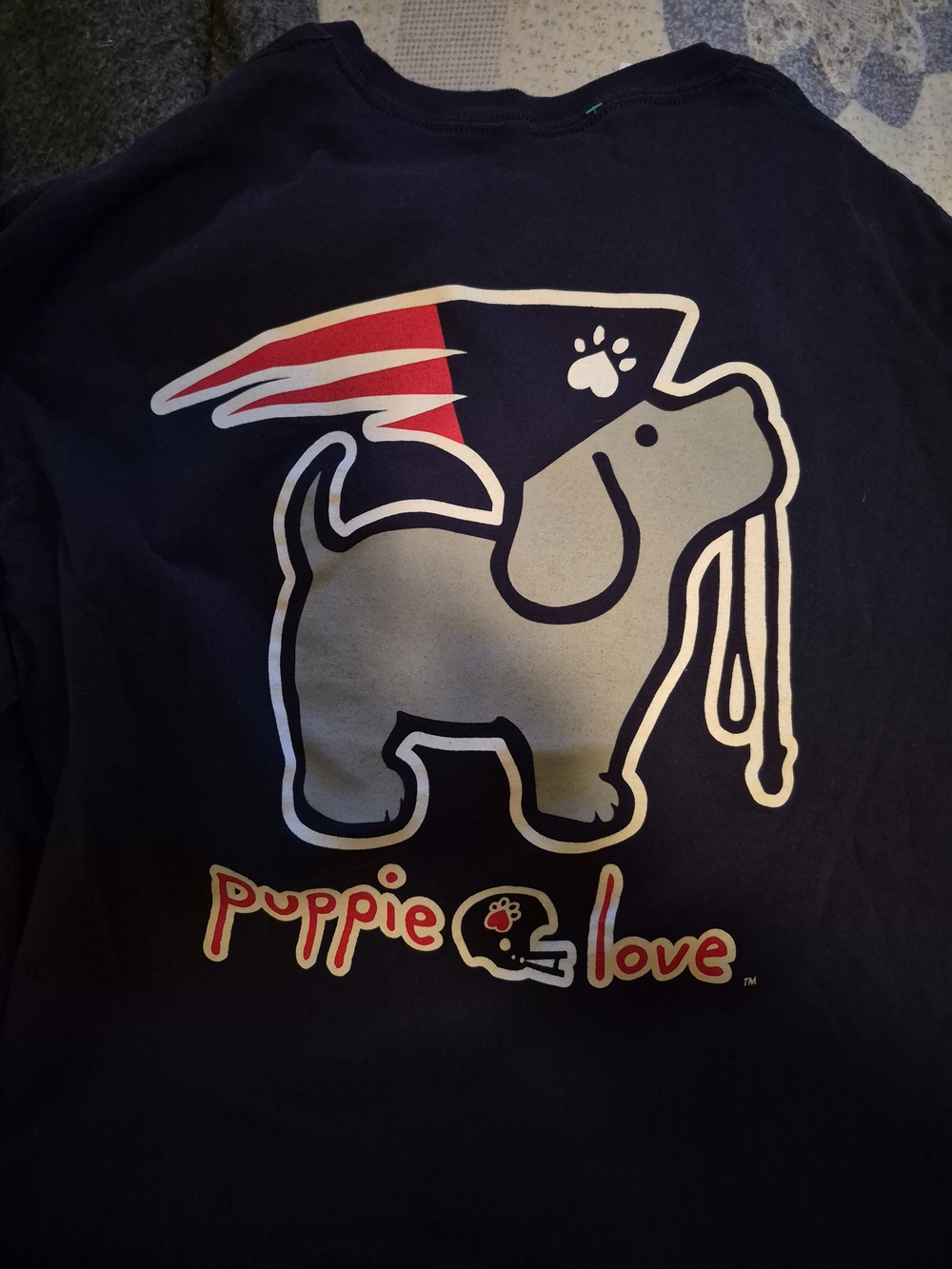 Puppie Love Short Sleeve Tee in Navy with Graphic Dog